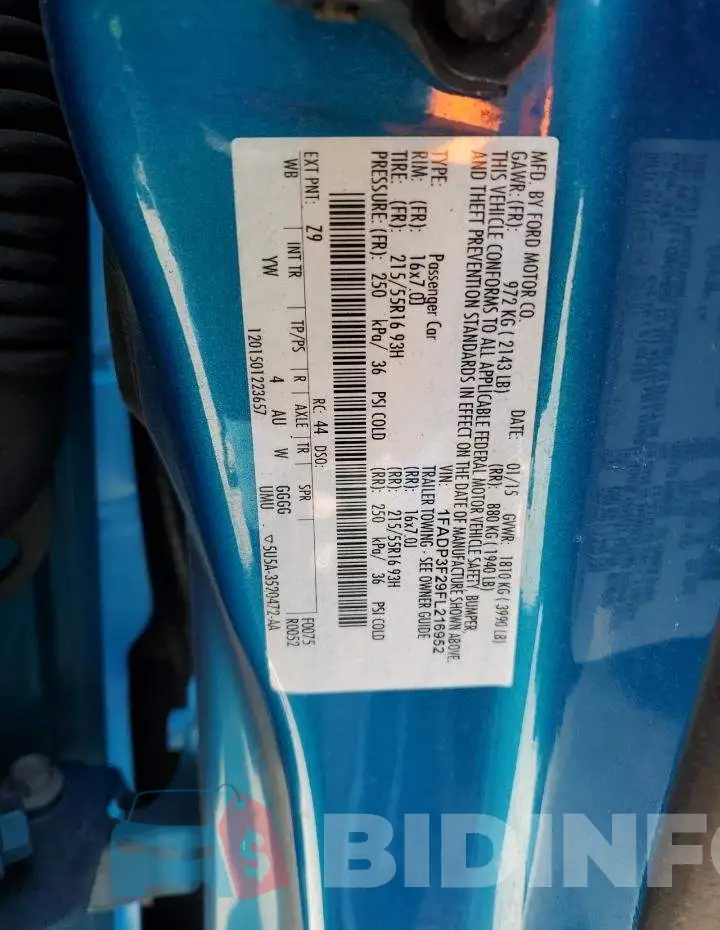 1FADP3F29FL216952 Photo# 12