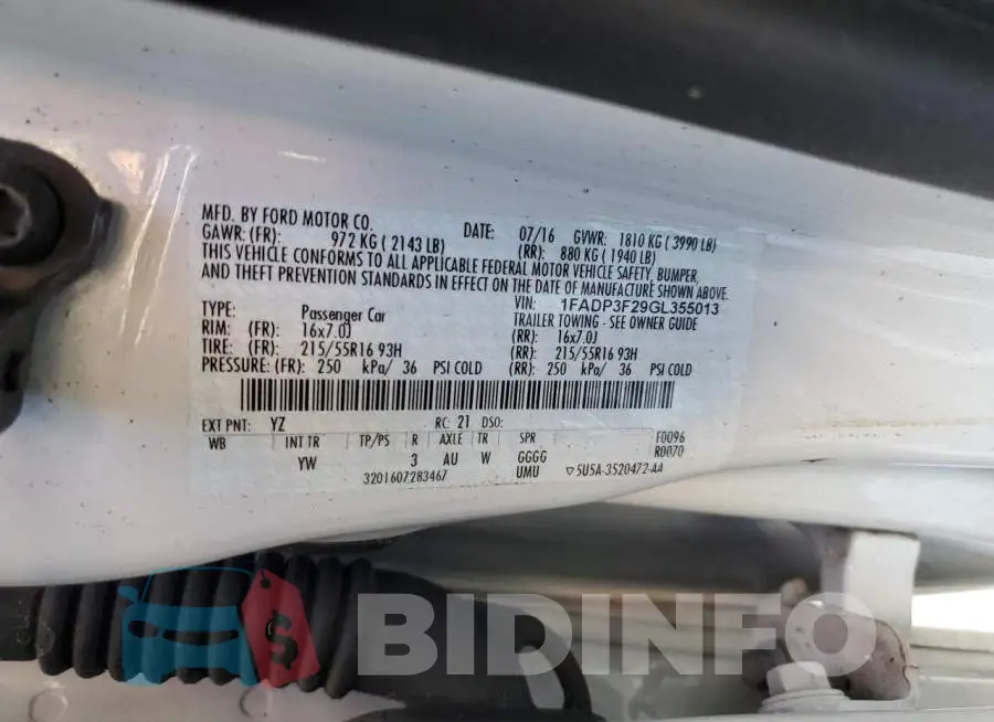 1FADP3F29GL355013 Photo# 12