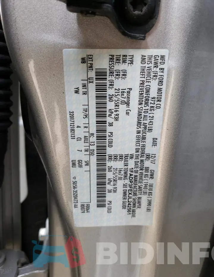 1FADP3FEXJL242561 Photo# 12