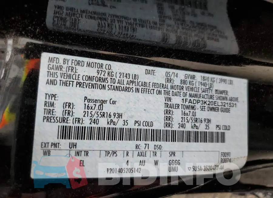 1FADP3K20EL321531 Photo# 13