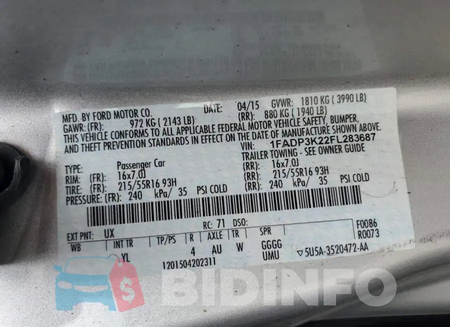 1FADP3K22FL283687 Photo# 12