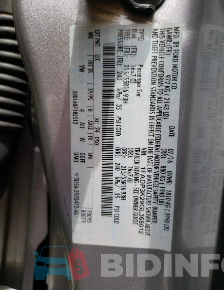 1FADP3K29GL368012 Photo# 12