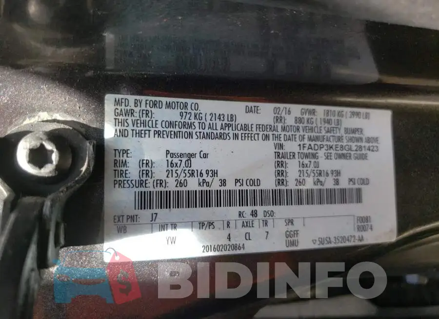 1FADP3KE8GL281423 Photo# 12