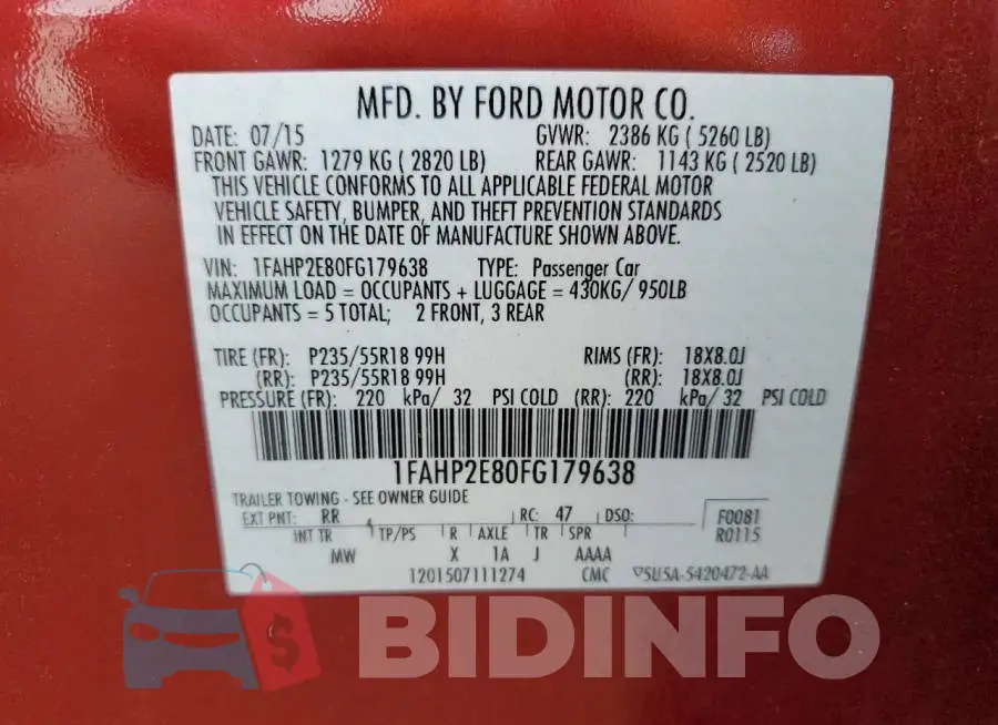 1FAHP2E80FG179638 Photo# 12