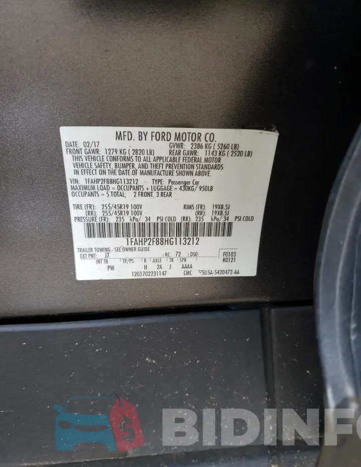 1FAHP2F88HG113212 Photo# 12