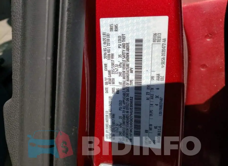 1FMCU0GD7HUE85652 Photo# 13