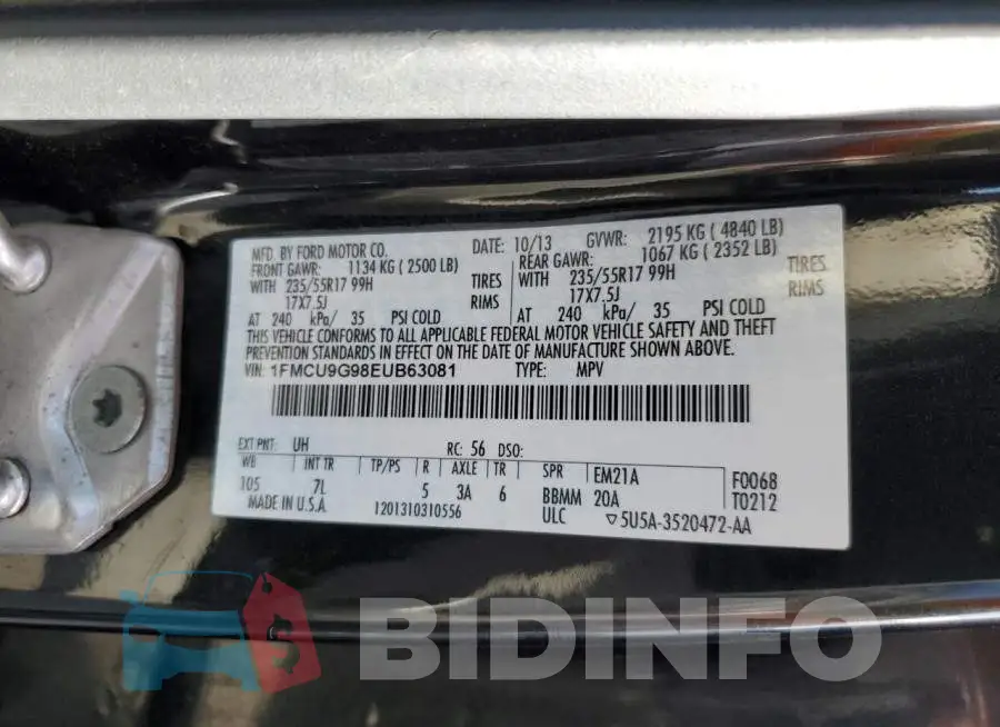 1FMCU9G98EUB63081 Photo# 14