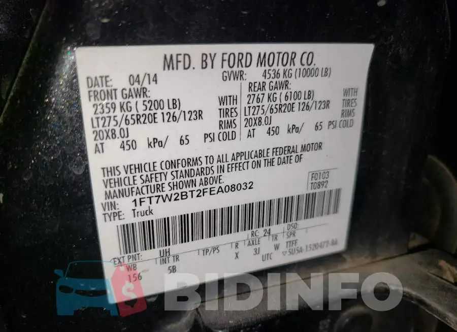 1FT7W2BT2FEA08032 Photo# 12