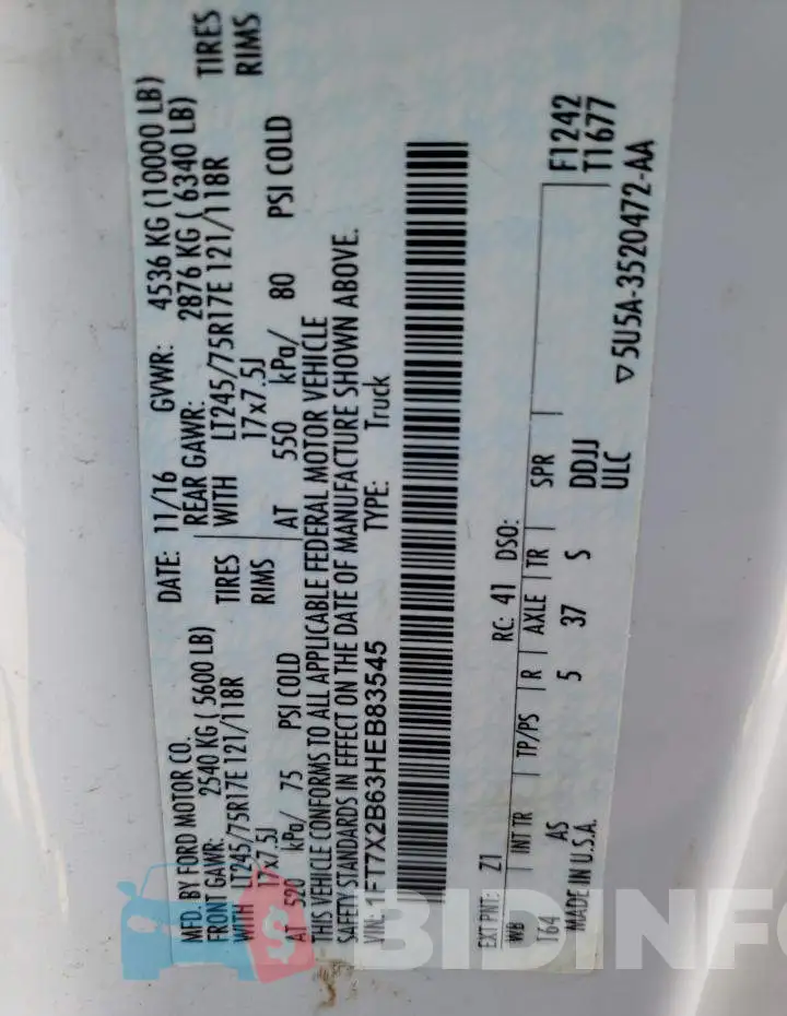 1FT7X2B63HEB83545 Photo# 12