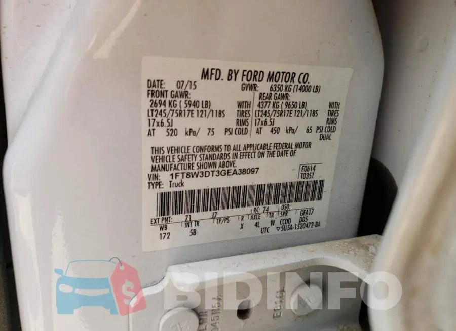 1FT8W3DT3GEA38097 Photo# 13