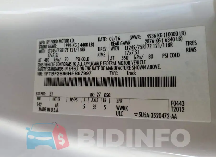 1FTBF2B66HEB67997 Photo# 12