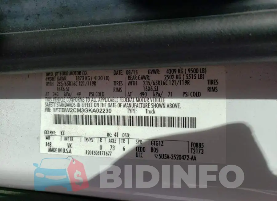 1FTBW2CM3GKA02230 Photo# 13
