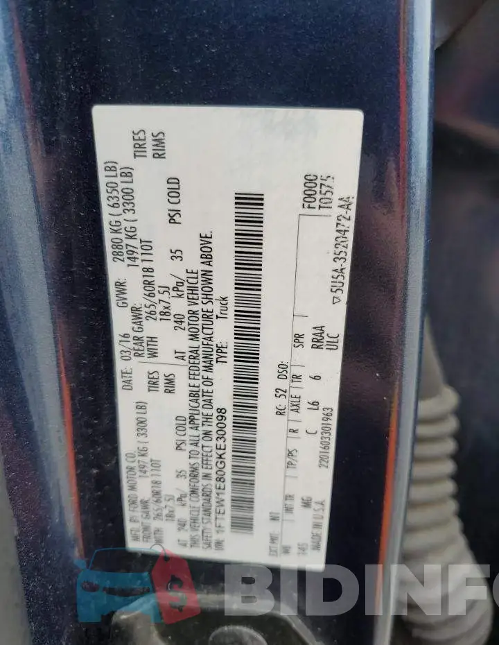 1FTEW1E80GKE30098 Photo# 12