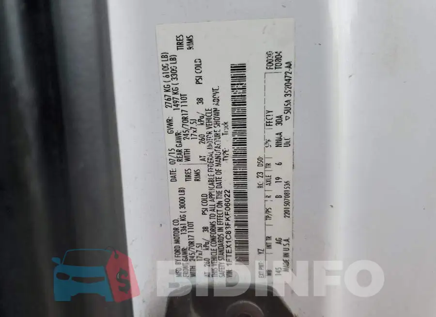 1FTEX1C83FKE06022 Photo# 12