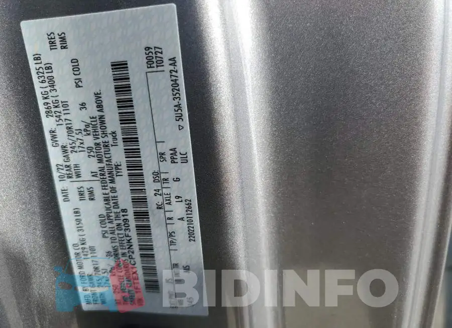 1FTEX1CP2NKF30918 Photo# 12