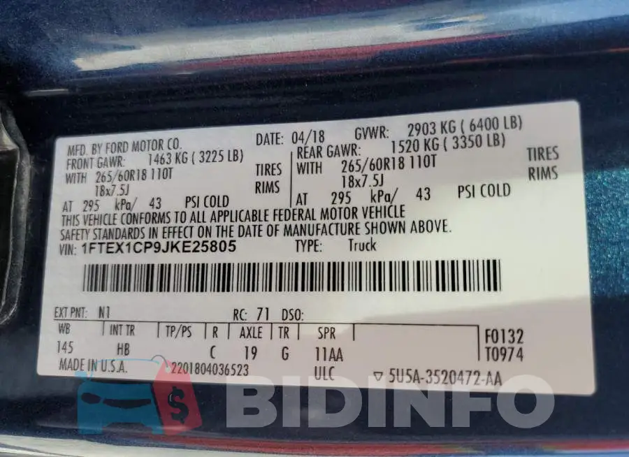 1FTEX1CP9JKE25805 Photo# 13