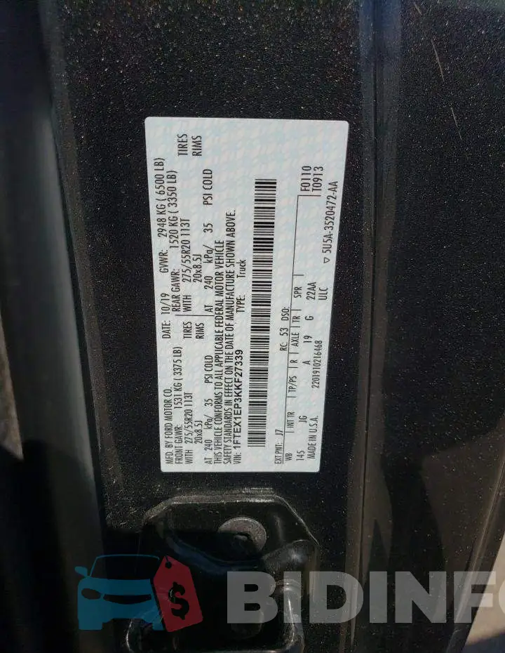 1FTEX1EP3KKF27339 Photo# 13