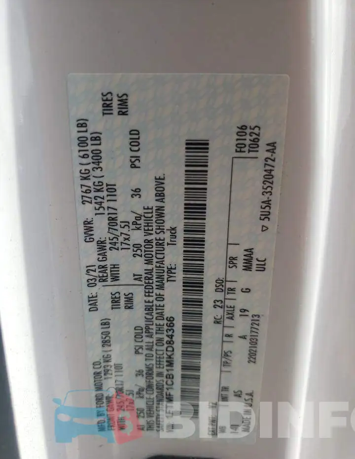 1FTMF1CB1MKD84366 Photo# 12