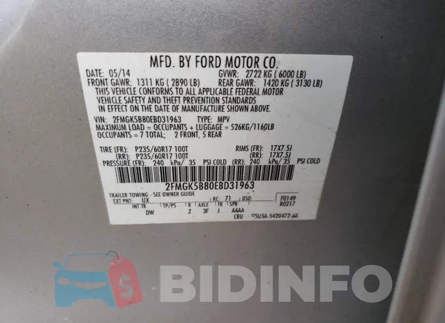 2FMGK5B80EBD31963 Photo# 13