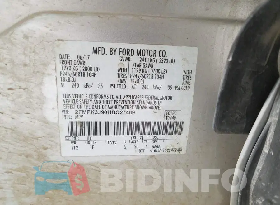 2FMPK3J90HBC27489 Photo# 10