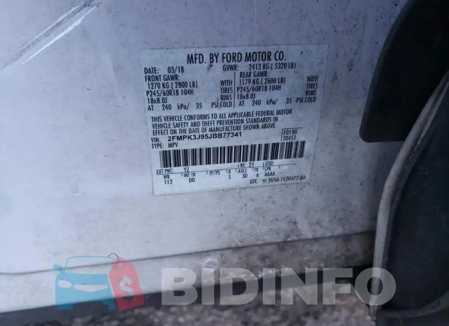 2FMPK3J95JBB77341 Photo# 13