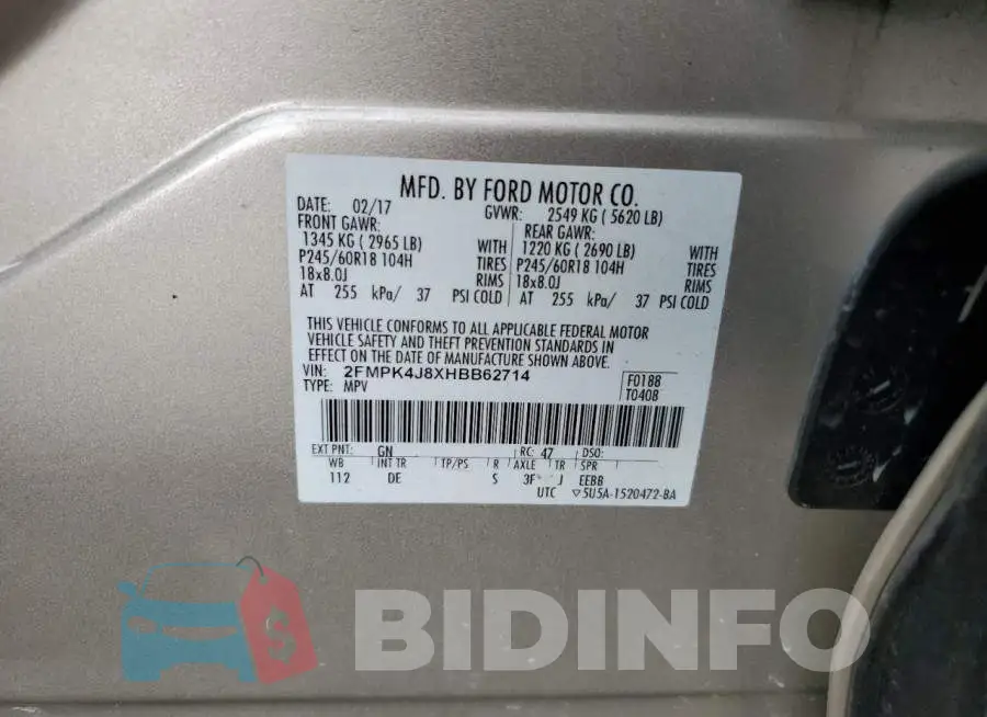 2FMPK4J8XHBB62714 Photo# 13