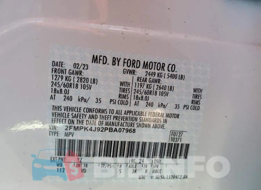 2FMPK4J92PBA07968 Photo# 12