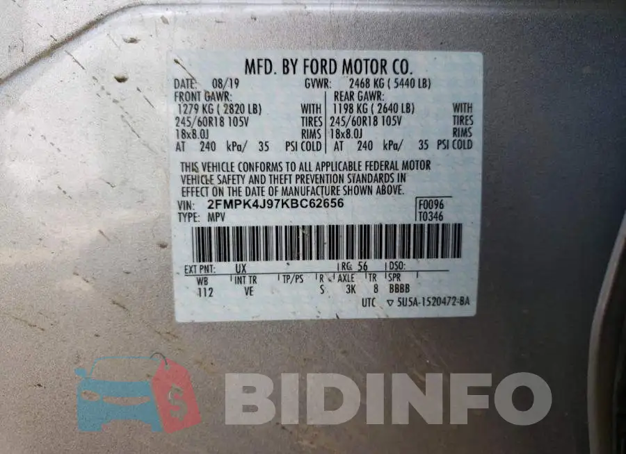 2FMPK4J97KBC62656 Photo# 12