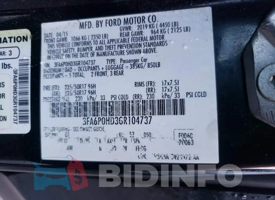 3FA6P0HD3GR104737 Photo# 12