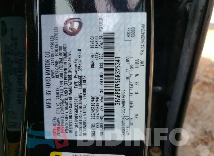 3FA6P0T95GR325341 Photo# 12