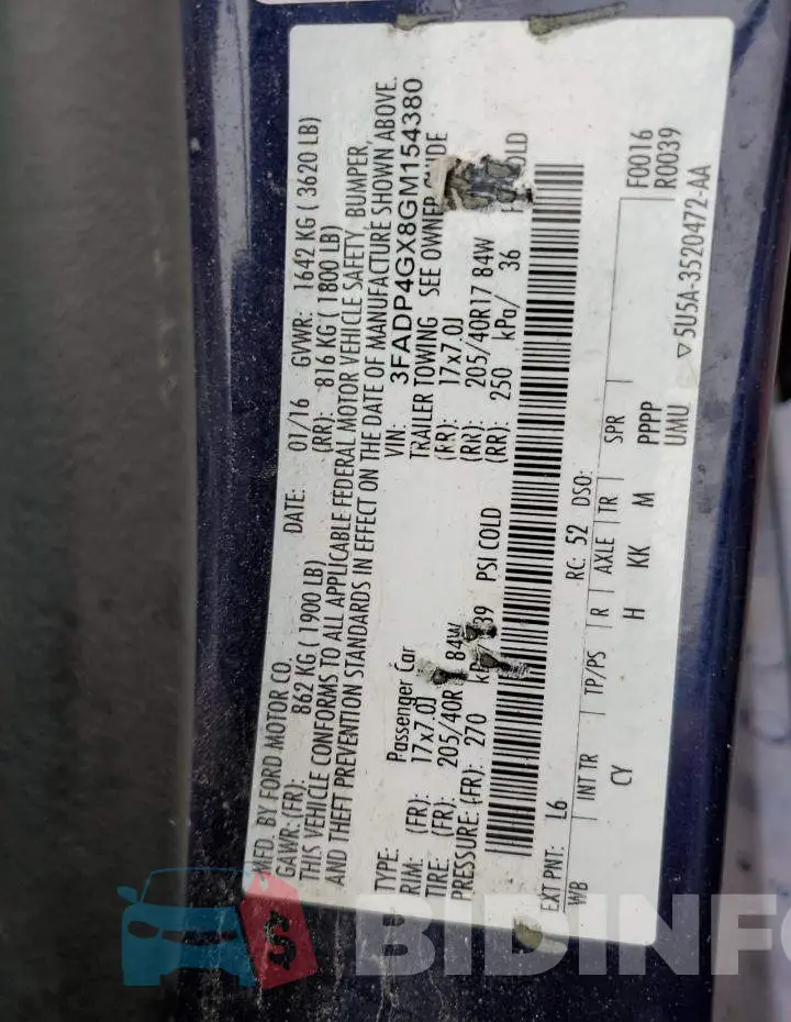 3FADP4GX8GM154380 Photo# 12