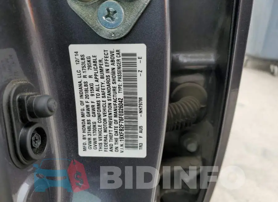19XFB2F76FE026042 Photo# 12