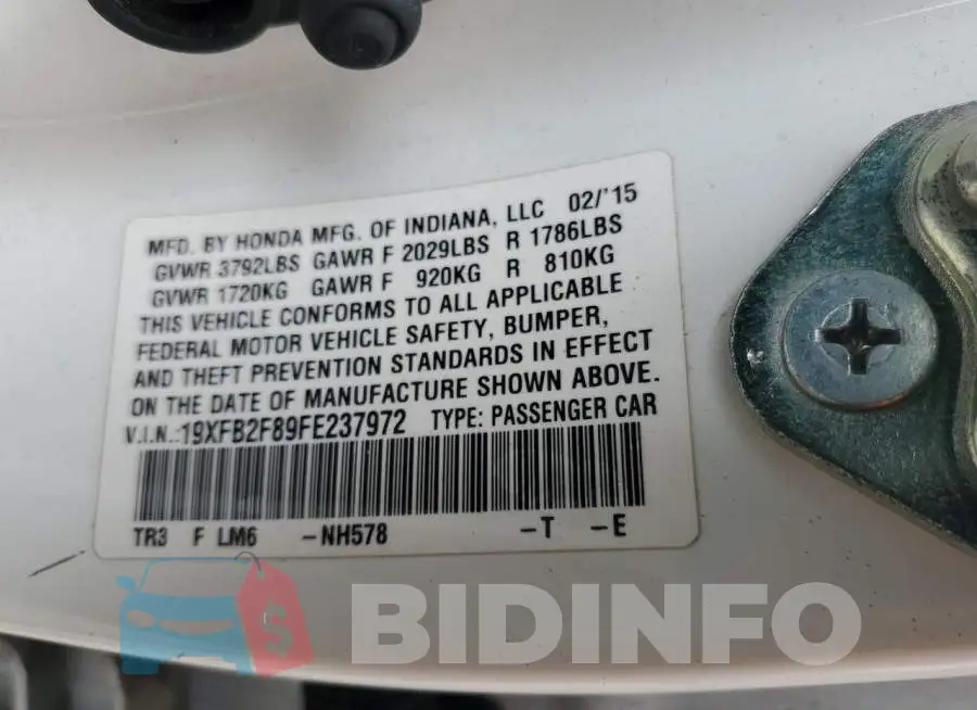 19XFB2F89FE237972 Photo# 12