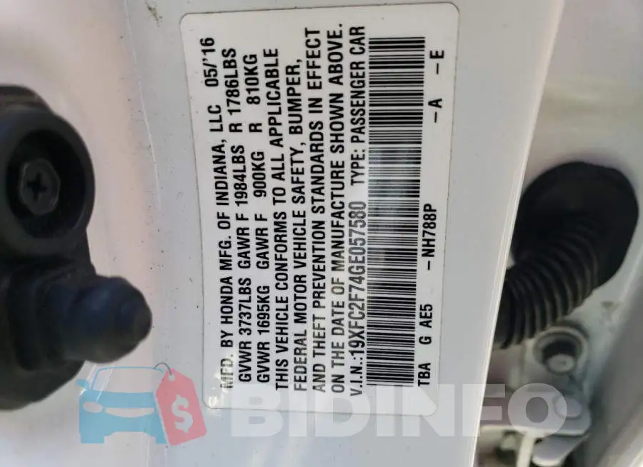 19XFC2F74GE057580 Photo# 12