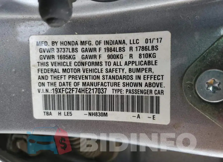 19XFC2F74HE217037 Photo# 12