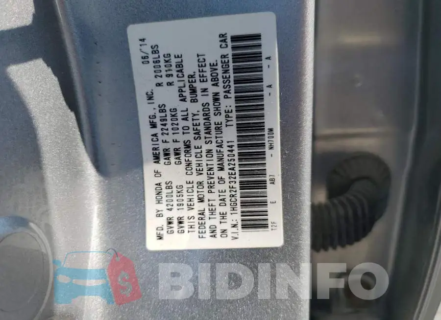 1HGCR2F32EA250441 Photo# 12