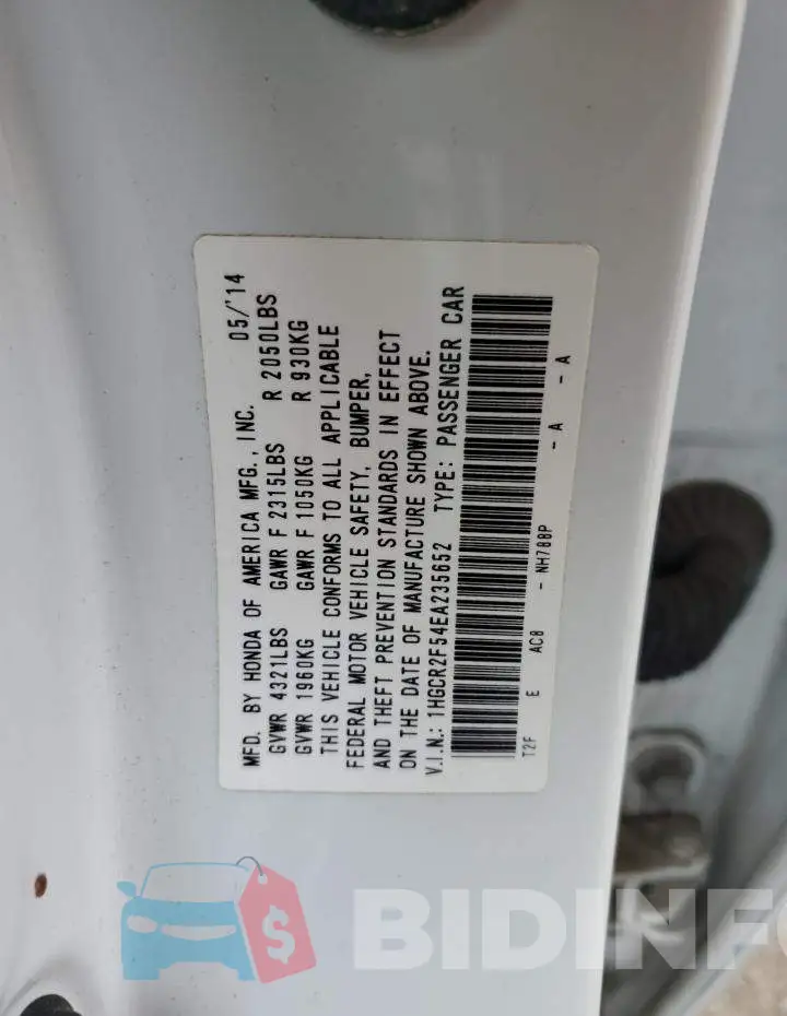 1HGCR2F54EA235652 Photo# 12