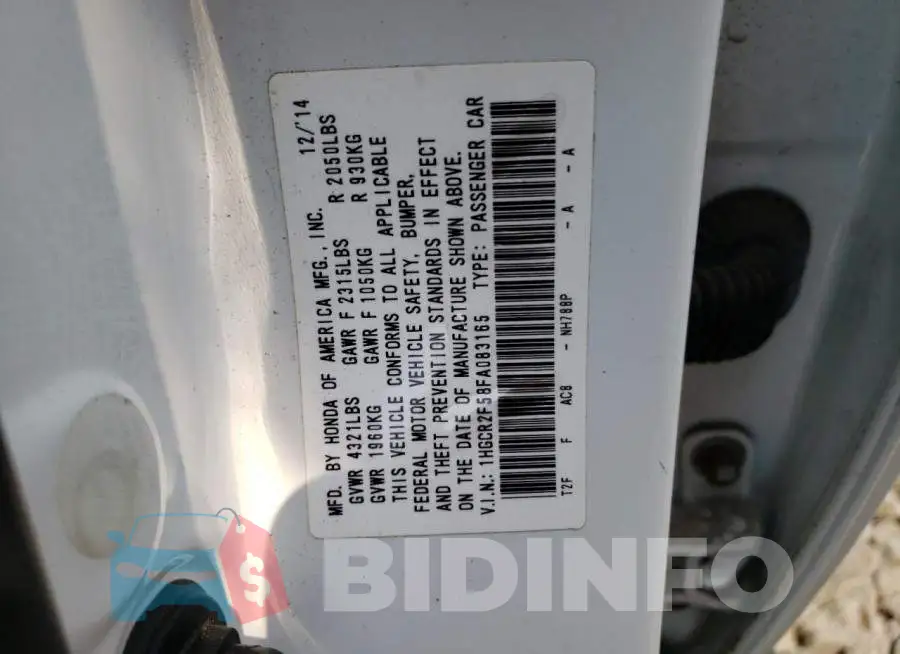1HGCR2F58FA083165 Photo# 12