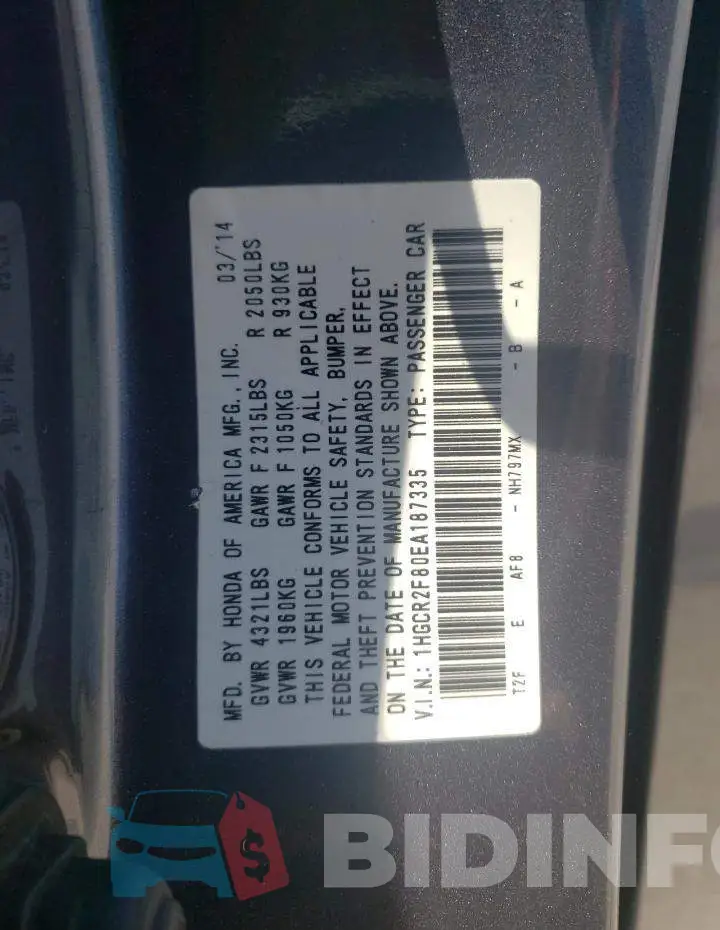 1HGCR2F80EA187335 Photo# 13