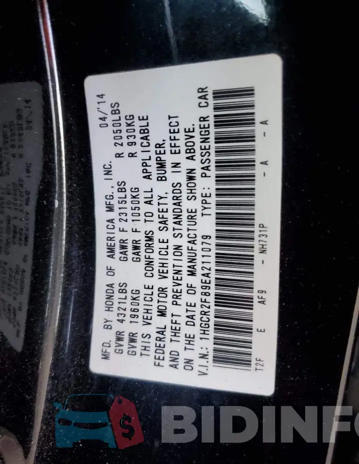 1HGCR2F89EA211079 Photo# 13