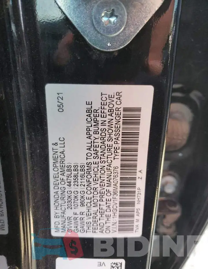 1HGCV1F36MA076376 Photo# 12