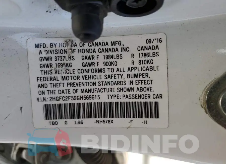 2HGFC2F59GH569615 Photo# 13