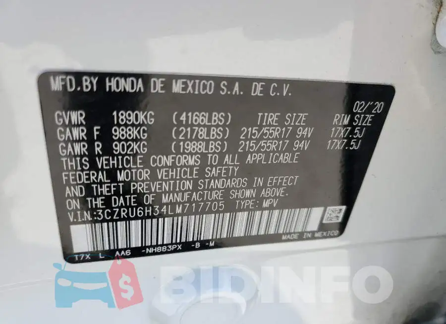 3CZRU6H34LM717705 Photo# 13