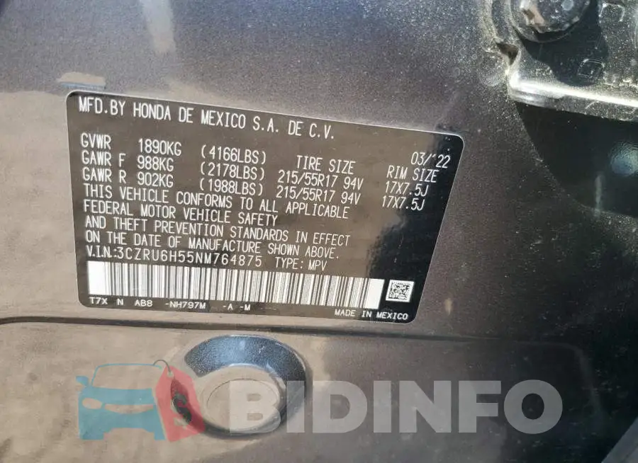 3CZRU6H55NM764875 Photo# 12