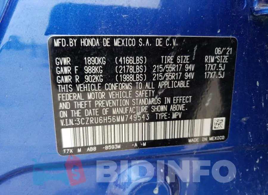 3CZRU6H56MM749543 Photo# 13
