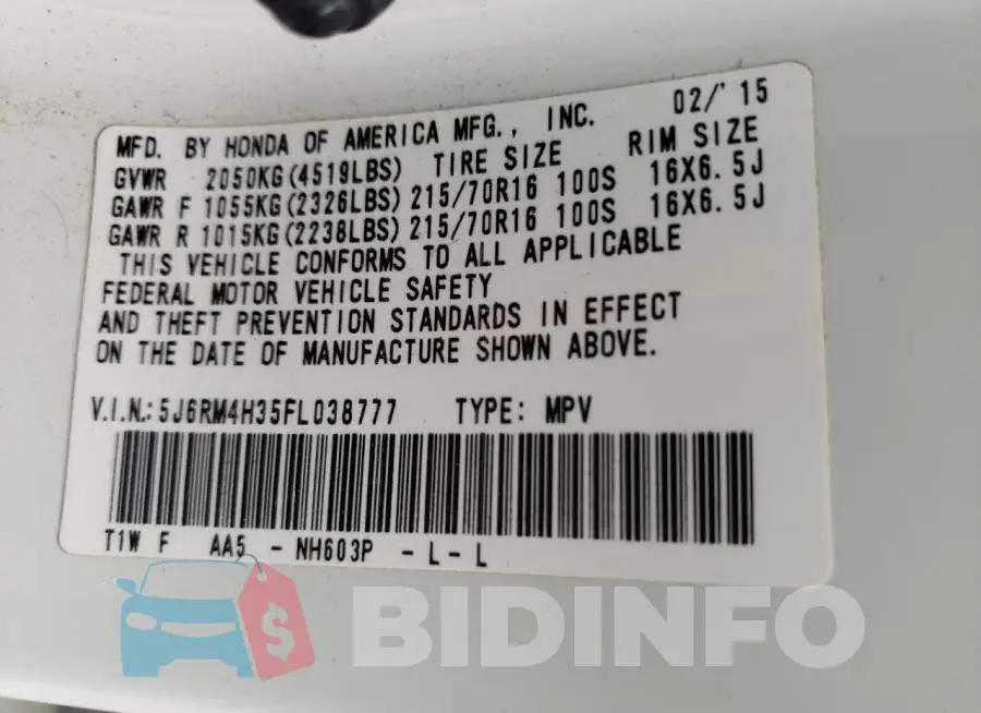 5J6RM4H35FL038777 Photo# 12