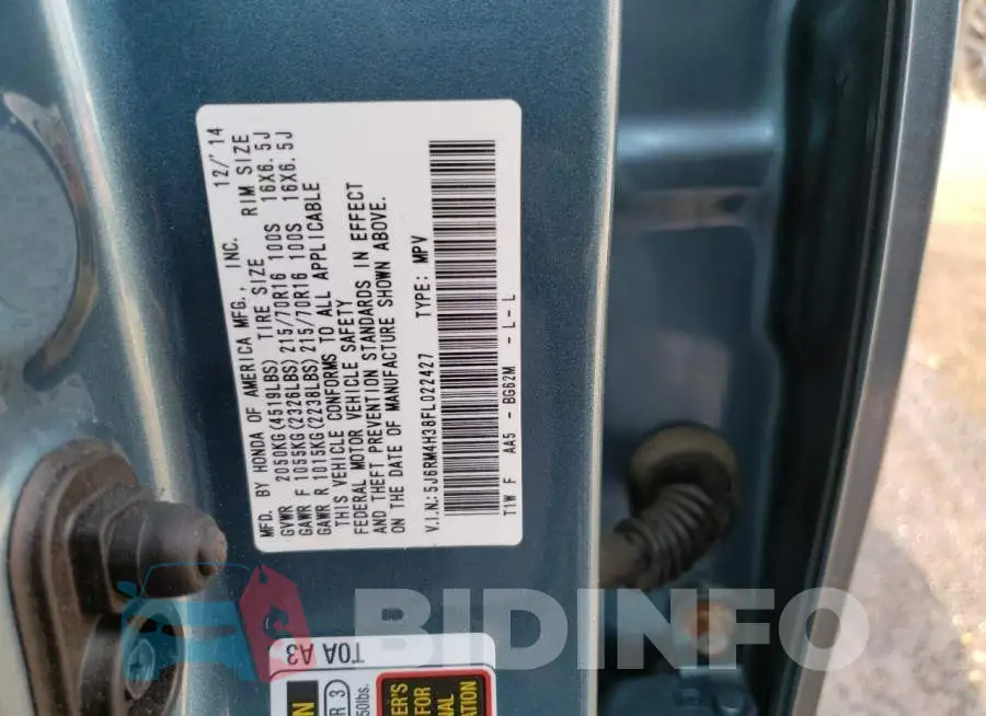 5J6RM4H38FL022427 Photo# 13