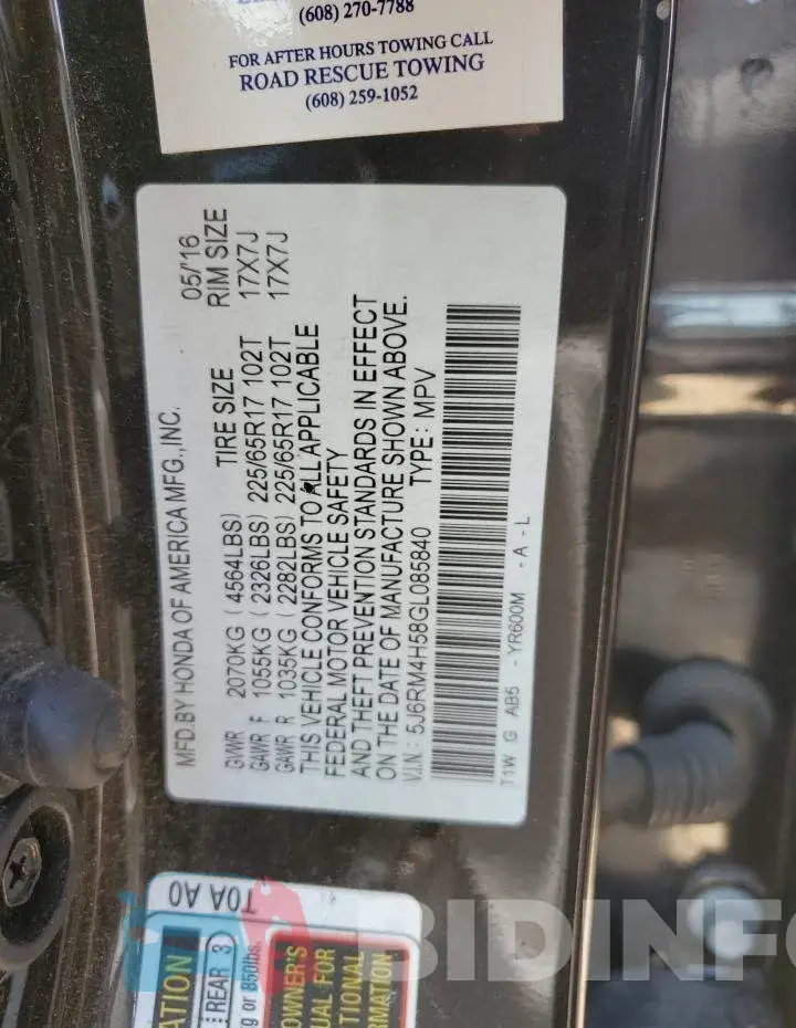 5J6RM4H58GL085840 Photo# 13