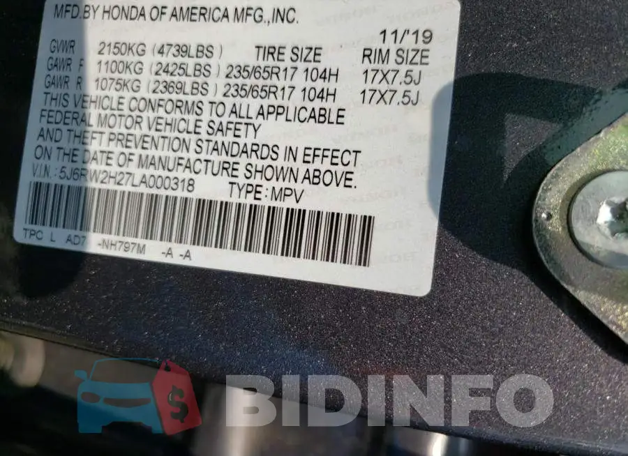 5J6RW2H27LA000318 Photo# 14