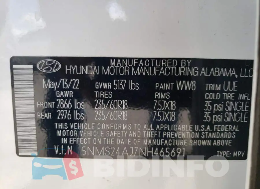 5NMS24AJ7NH465691 Photo# 12